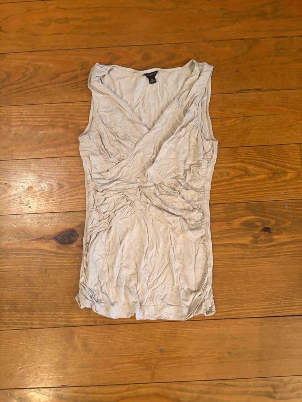 Ann Taylor Beige Sleeveless Twist-Front Tank Top